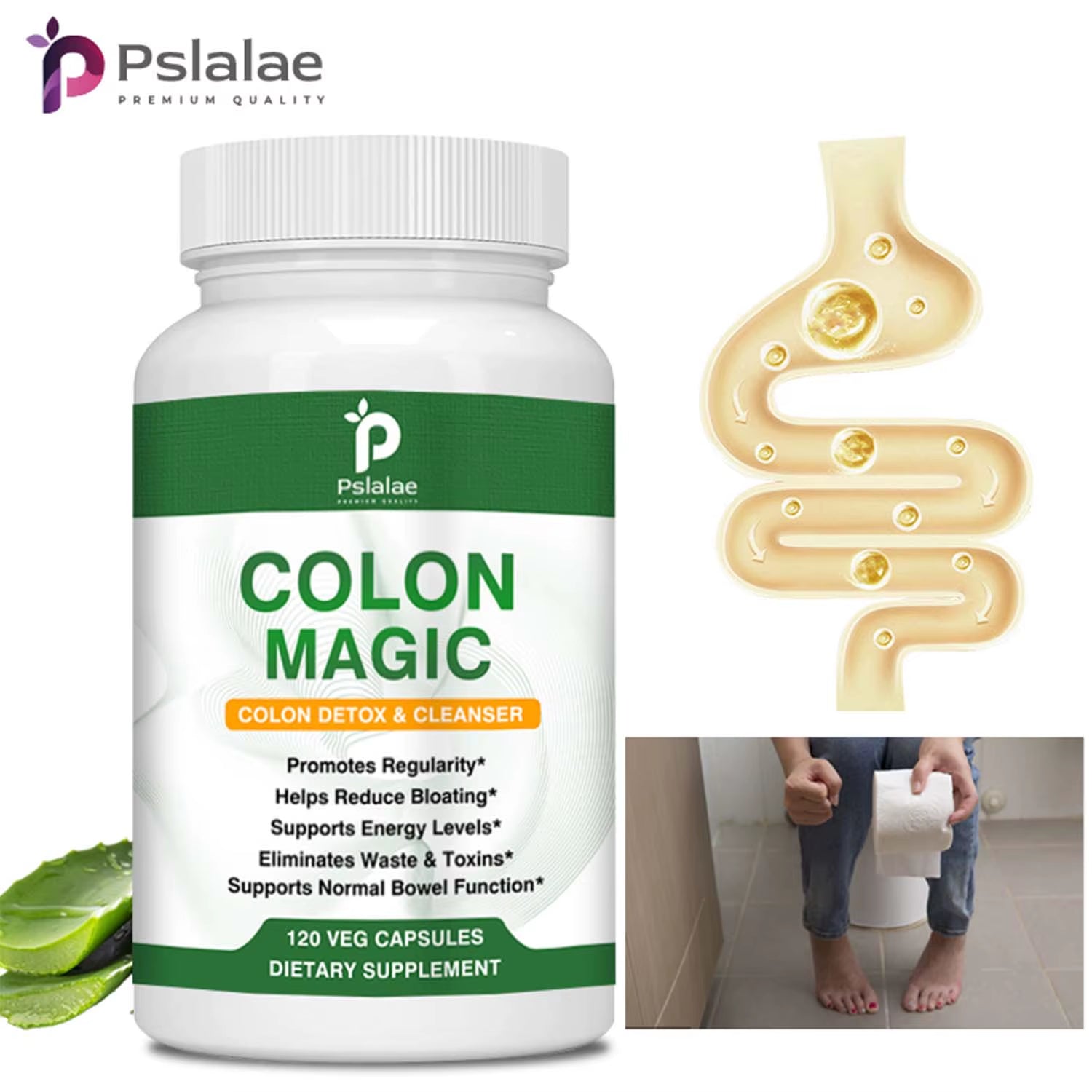 Colon Cleanse Detox - Promotes Intestinal Health, Digestive Health, Relieves Flatulence - with Psyllium Husk - 120 Capsules