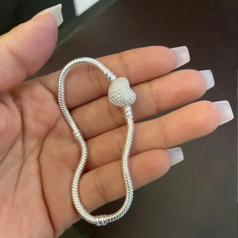Hot Selling High Quality Authentic 925 Sterling Silver Snake Chain Bracelets Brand Charm Pandor Bracelet for Women Jewelry