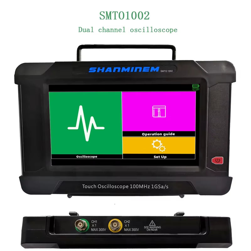 100MHZ Digital Oscilloscope 2 Channel Handheld Touch Panel Oscilloscope Signal Generator English, Russian, Portuguese, Spanish