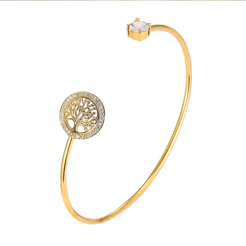 Fashion Beautiful Tree of Life Lady Bracelet Personality Lovely Tree of Life Can Open Adjustable Rhinestone Hand Ornaments Gifts