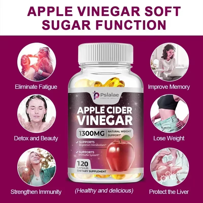 Apple Cider Vinegar Capsules - Detox, Fat Burning, Weight Management, Detox, Appetite Suppressant, Energy Support