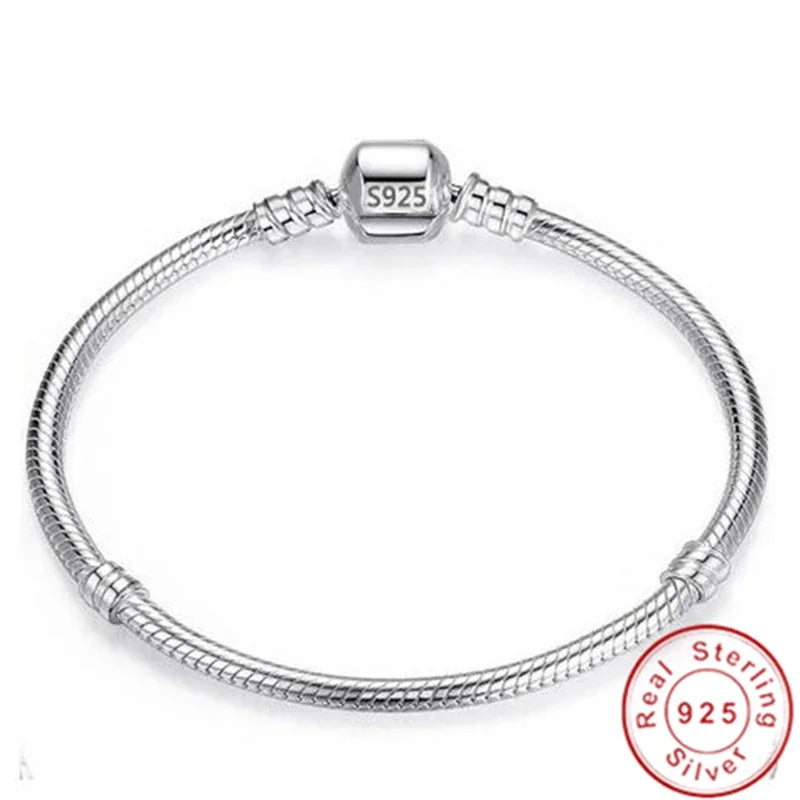 Hot Selling High Quality Authentic 925 Sterling Silver Snake Chain Bracelets Brand Charm Pandor Bracelet for Women Jewelry