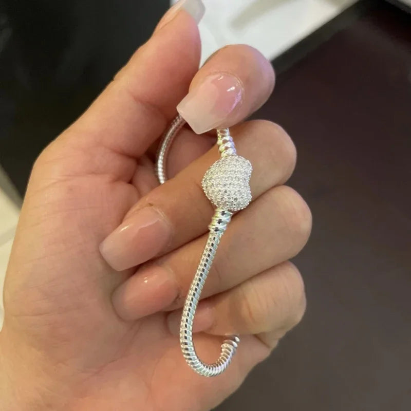 Hot Selling High Quality Authentic 925 Sterling Silver Snake Chain Bracelets Brand Charm Pandor Bracelet for Women Jewelry
