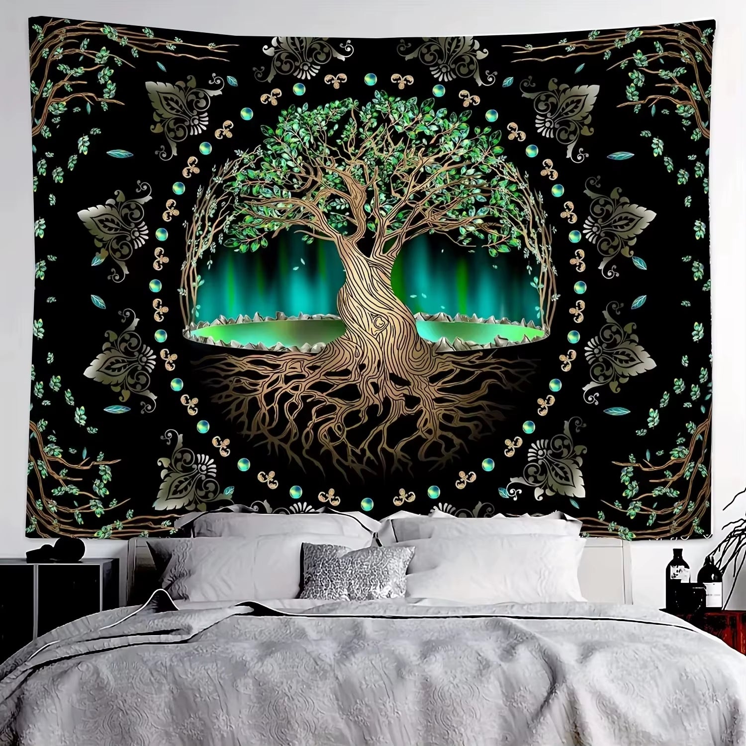 Aurora Tree of Life Tapestry Tree Pattern Starry Sky Spiritual Retreat Meditation Space Wall Hanging Themed Room Decor