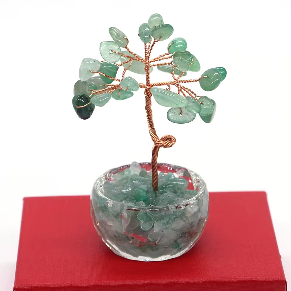 7 Chakras Tree of Life Decoration Rose Natural Chip Crystal Handmade Healing Luck Money Trees Feng Shui Home Office Ornament