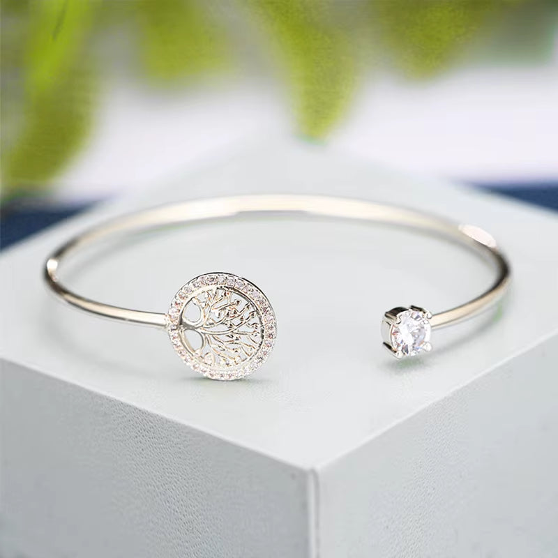 Fashion Beautiful Tree of Life Lady Bracelet Personality Lovely Tree of Life Can Open Adjustable Rhinestone Hand Ornaments Gifts