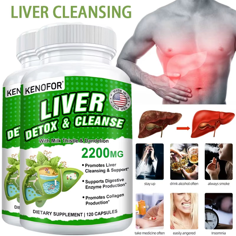 Fatty Liver Cleanse and Liver Detox Supplement - with Turmeric, Milk Thistle and Dandelion for Men Women to Support Liver Health