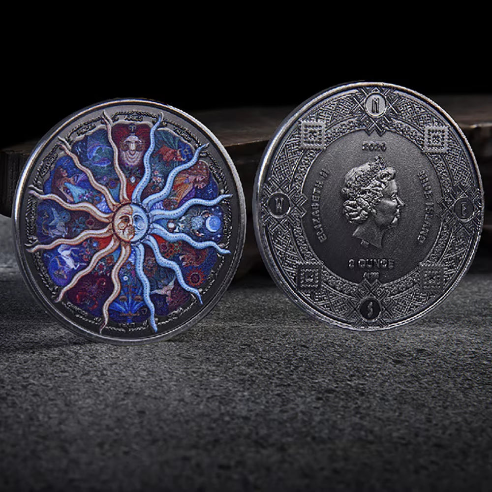1 Piece Tree of Life Array Challenge Coin Diagram Sun God Nickel Ancient Silver British Queen Elizabeth Commemorative Coin Gift