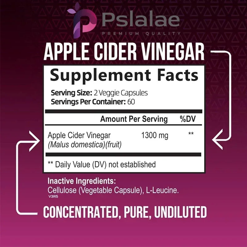 Apple Cider Vinegar Capsules - Detox, Fat Burning, Weight Management, Detox, Appetite Suppressant, Energy Support