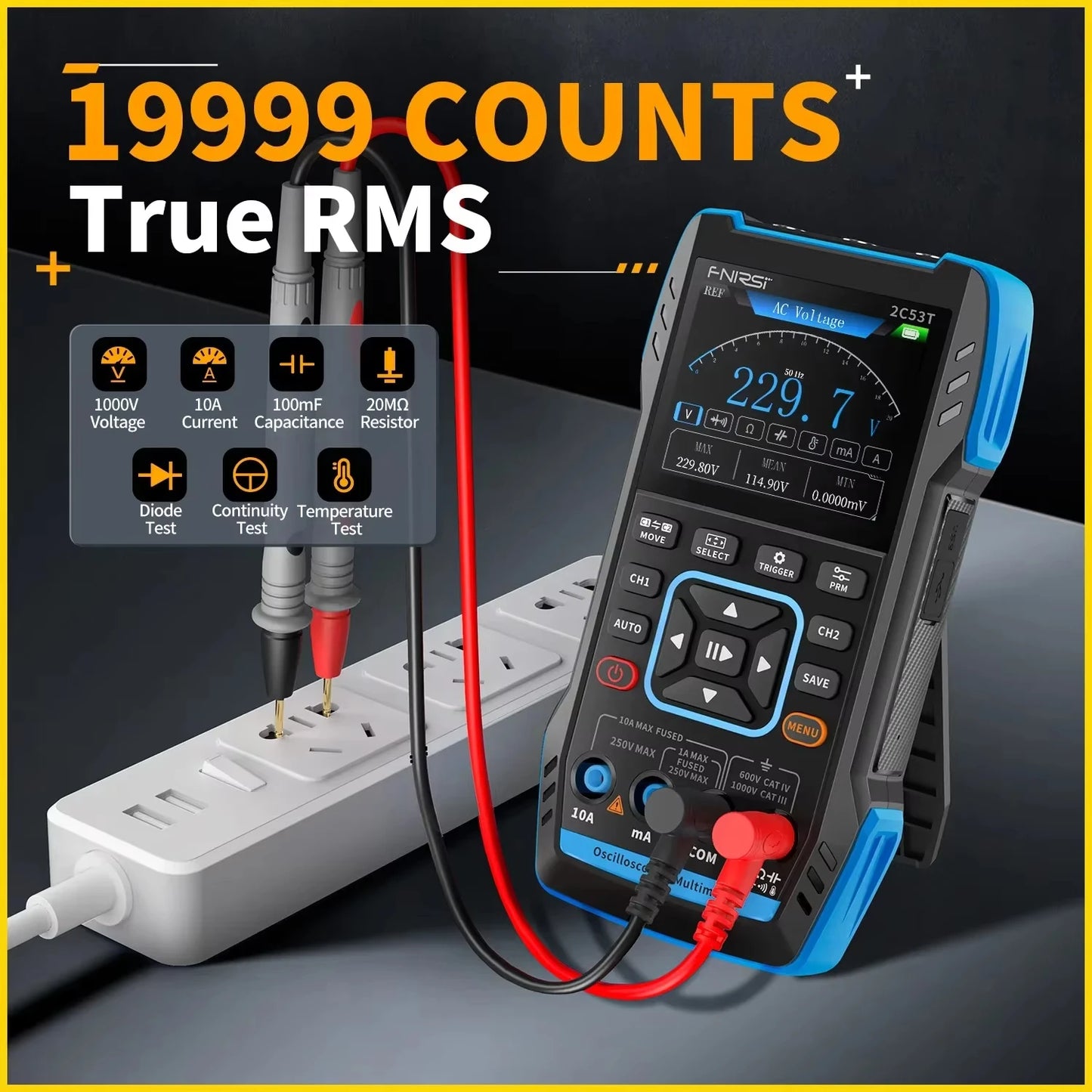 50Mhz Handheld 3 in 1 Dual Channel Automotive Digital Oscilloscope Multimeter Signal Generator 2C53T Upgrade Tools