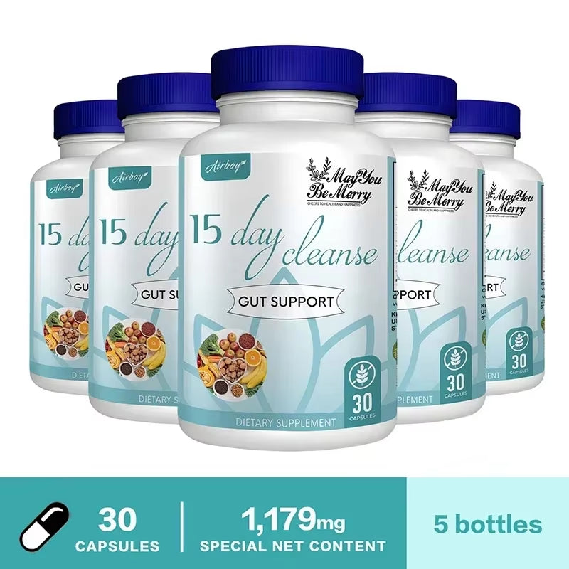 Gut and Colon Cleanse & Detox for Weight Loss-15 Day Quick Cleanser - Capsules Supplement to Flush Toxins&Boost Energy for Adult