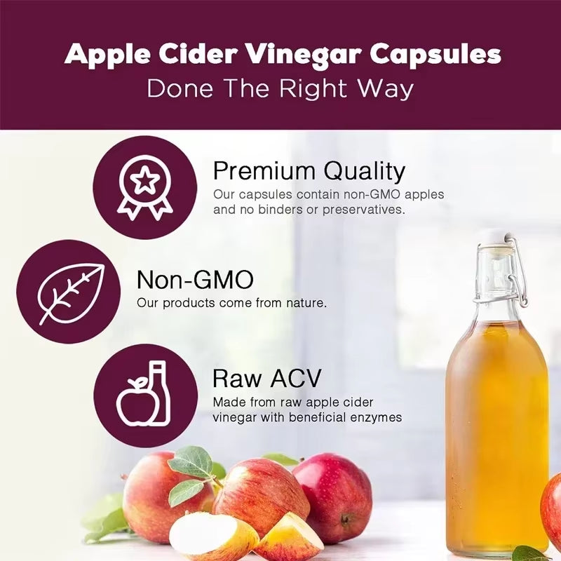 Apple Cider Vinegar Capsules - Detox, Fat Burning, Weight Management, Detox, Appetite Suppressant, Energy Support