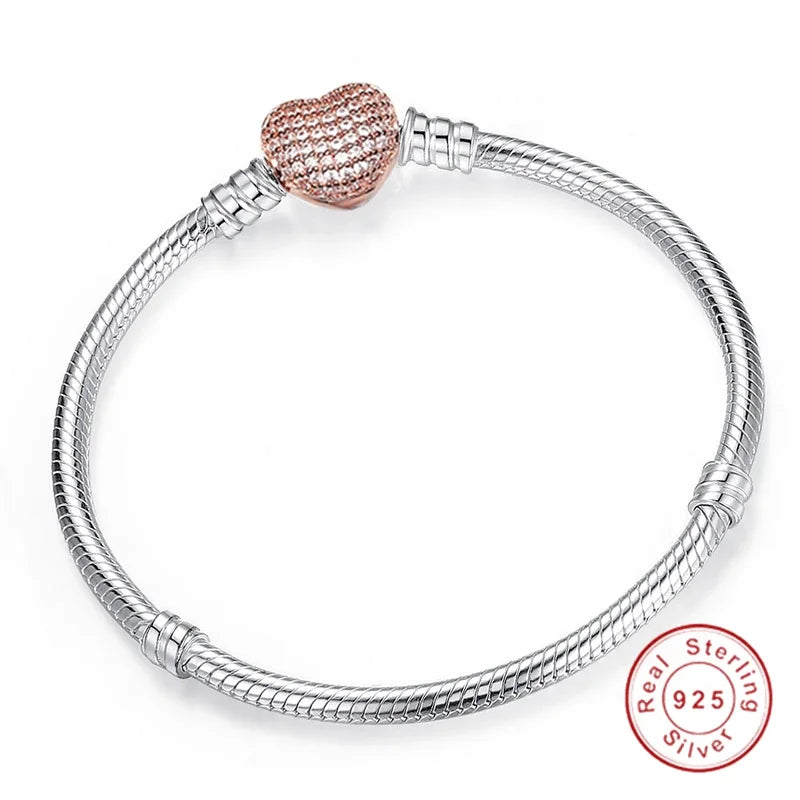 Hot Selling High Quality Authentic 925 Sterling Silver Snake Chain Bracelets Brand Charm Pandor Bracelet for Women Jewelry