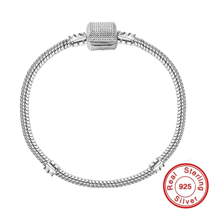 Hot Selling High Quality Authentic 925 Sterling Silver Snake Chain Bracelets Brand Charm Pandor Bracelet for Women Jewelry