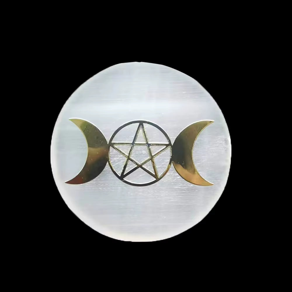 6CM Natural Crystal Selenite Slice Slab White Gypsum 7 Chakras Flower of Life Charging Plate Yoga Meditation Fengshui Healing