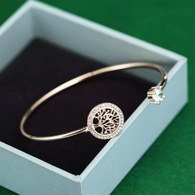 Fashion Beautiful Tree of Life Lady Bracelet Personality Lovely Tree of Life Can Open Adjustable Rhinestone Hand Ornaments Gifts