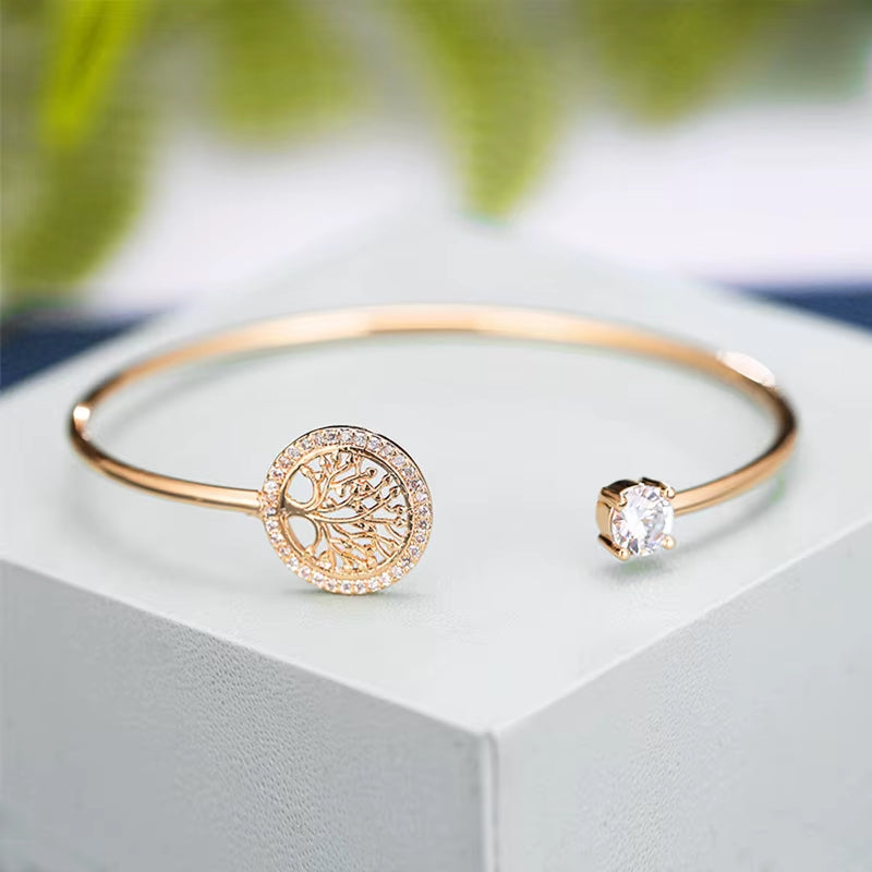 Fashion Beautiful Tree of Life Lady Bracelet Personality Lovely Tree of Life Can Open Adjustable Rhinestone Hand Ornaments Gifts