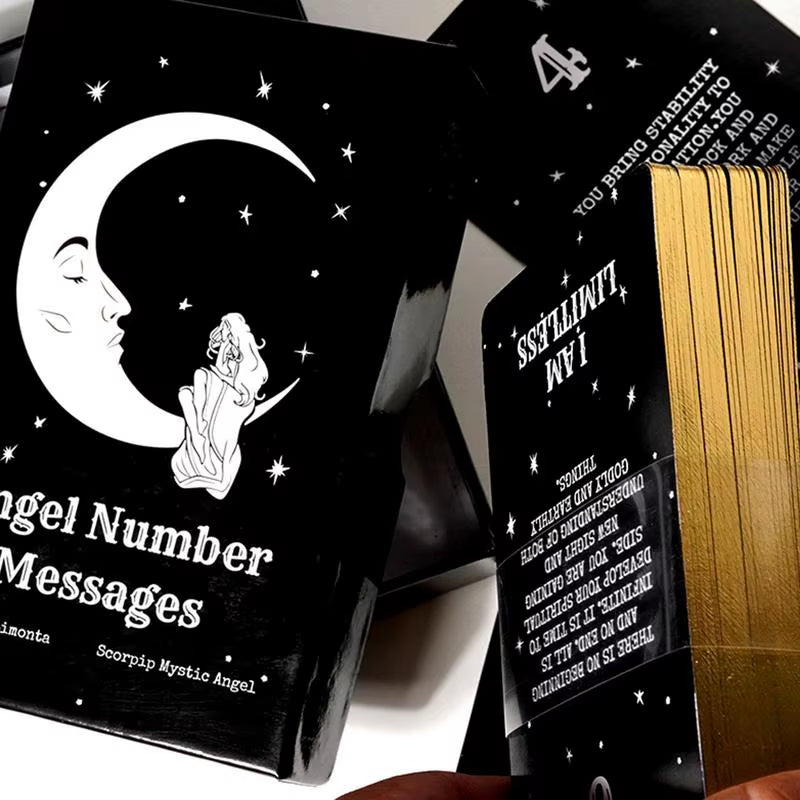 44Pcs Tarot Cards Angel Number Messages Oracle Deck Divination Family Party Board Game for Beginners and Professional Player