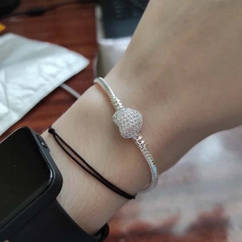 Hot Selling High Quality Authentic 925 Sterling Silver Snake Chain Bracelets Brand Charm Pandor Bracelet for Women Jewelry