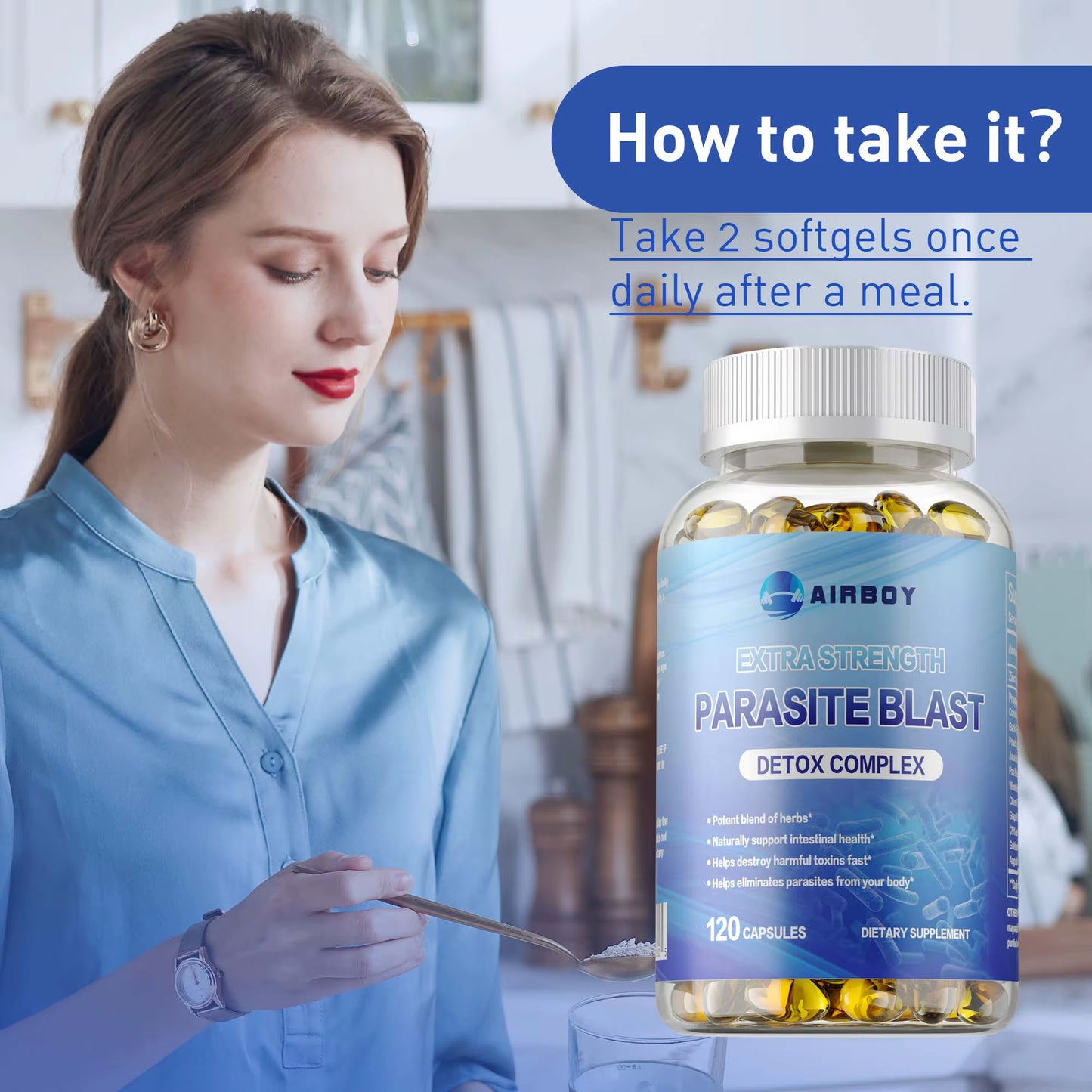 Parasite Blast Detox Complex - Weight Management,Supports Gut Health, Improves Digestion, Metabolism - 120 Capsules