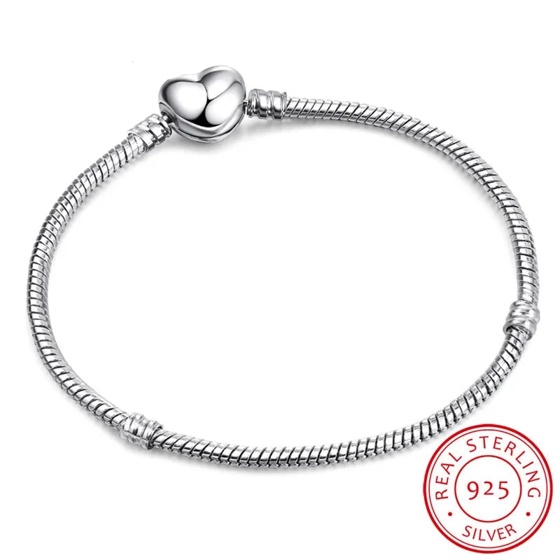 Hot Selling High Quality Authentic 925 Sterling Silver Snake Chain Bracelets Brand Charm Pandor Bracelet for Women Jewelry