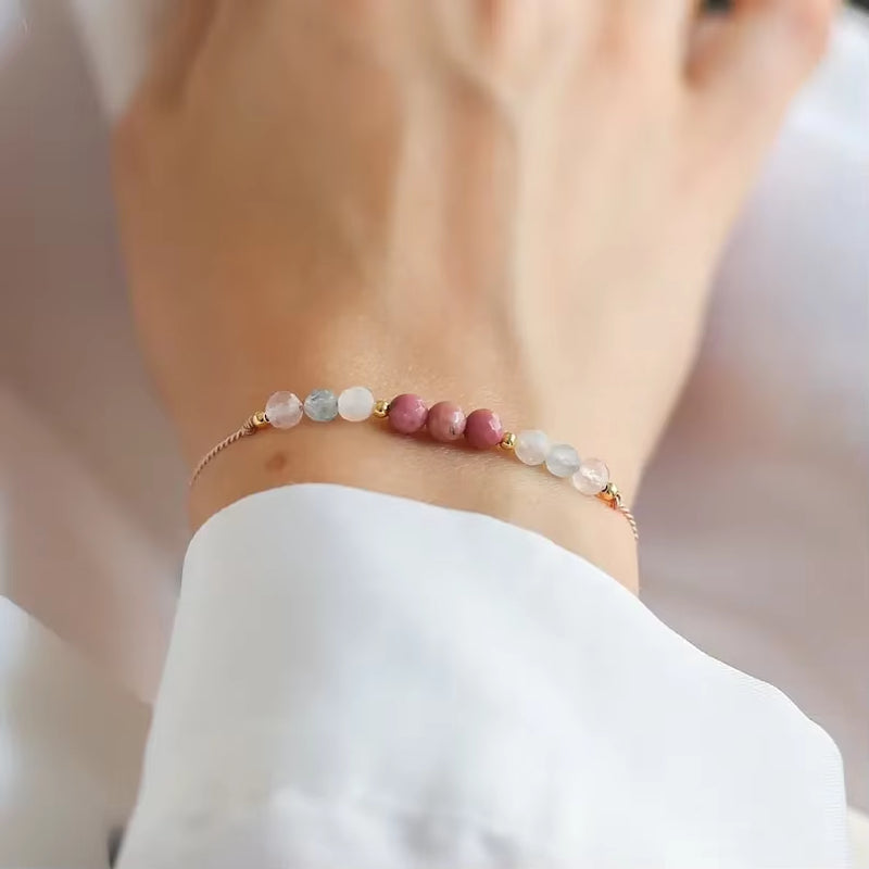 Love Embodies Crystal Bracelet, Attract Love, Self-Love, Rose Quartz, Aquamarine, Moonstone, Rose Pyroxene