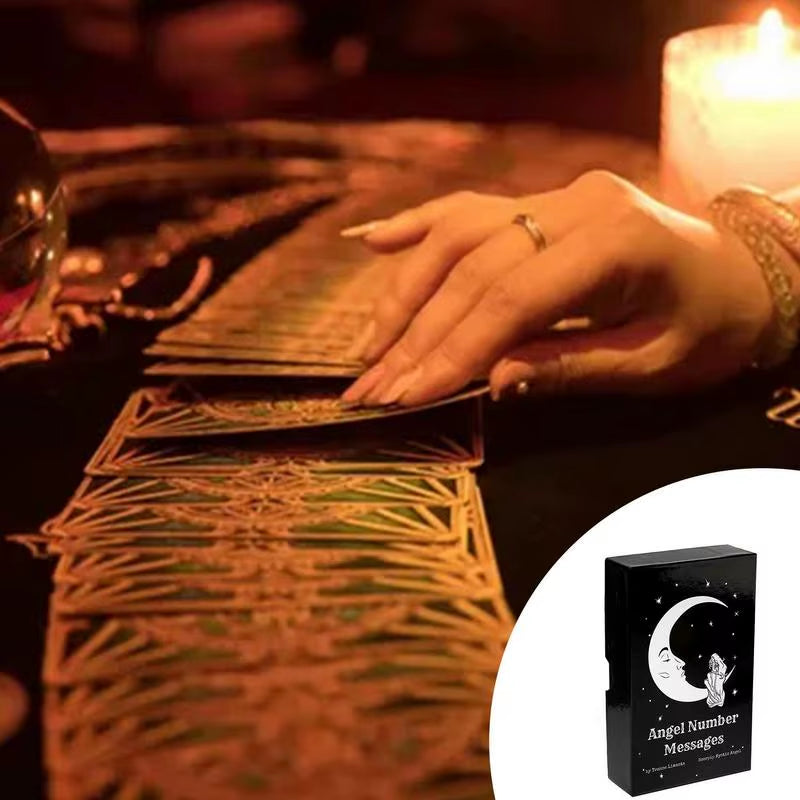 44Pcs Tarot Cards Angel Number Messages Oracle Deck Divination Family Party Board Game for Beginners and Professional Player