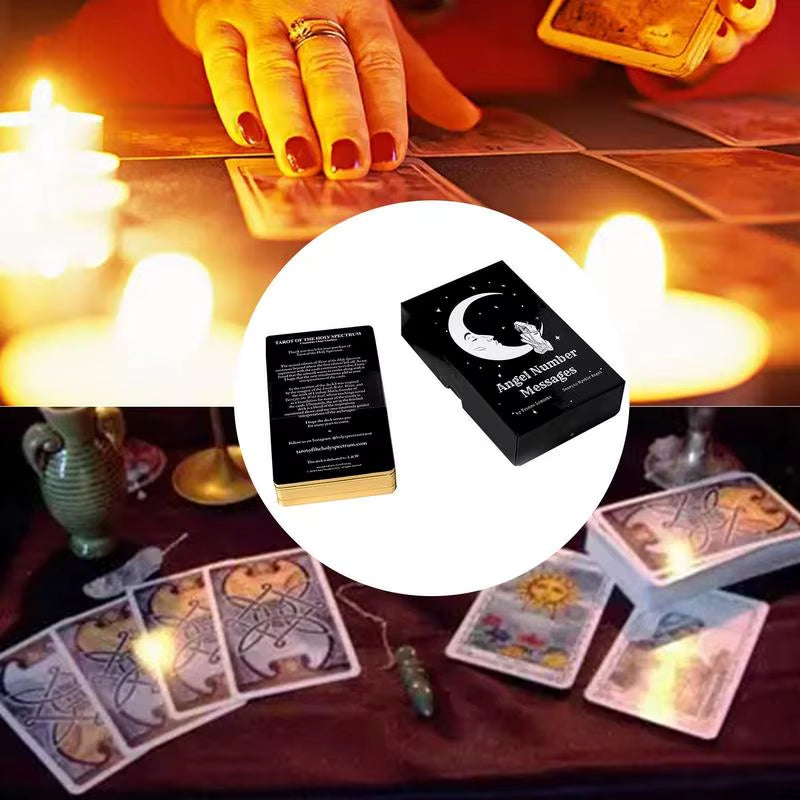 44Pcs Tarot Cards Angel Number Messages Oracle Deck Divination Family Party Board Game for Beginners and Professional Player