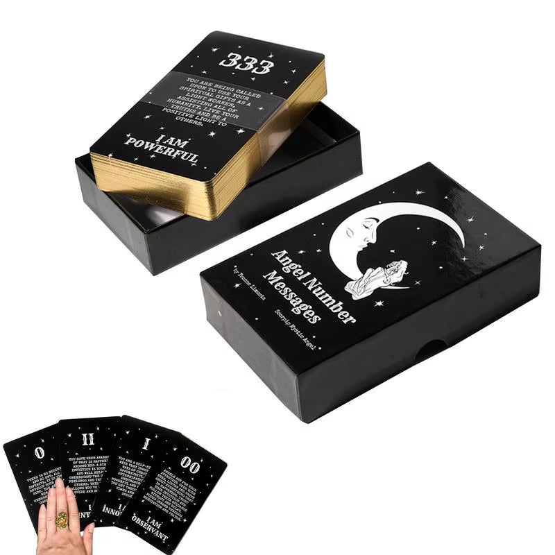 44Pcs Tarot Cards Angel Number Messages Oracle Deck Divination Family Party Board Game for Beginners and Professional Player