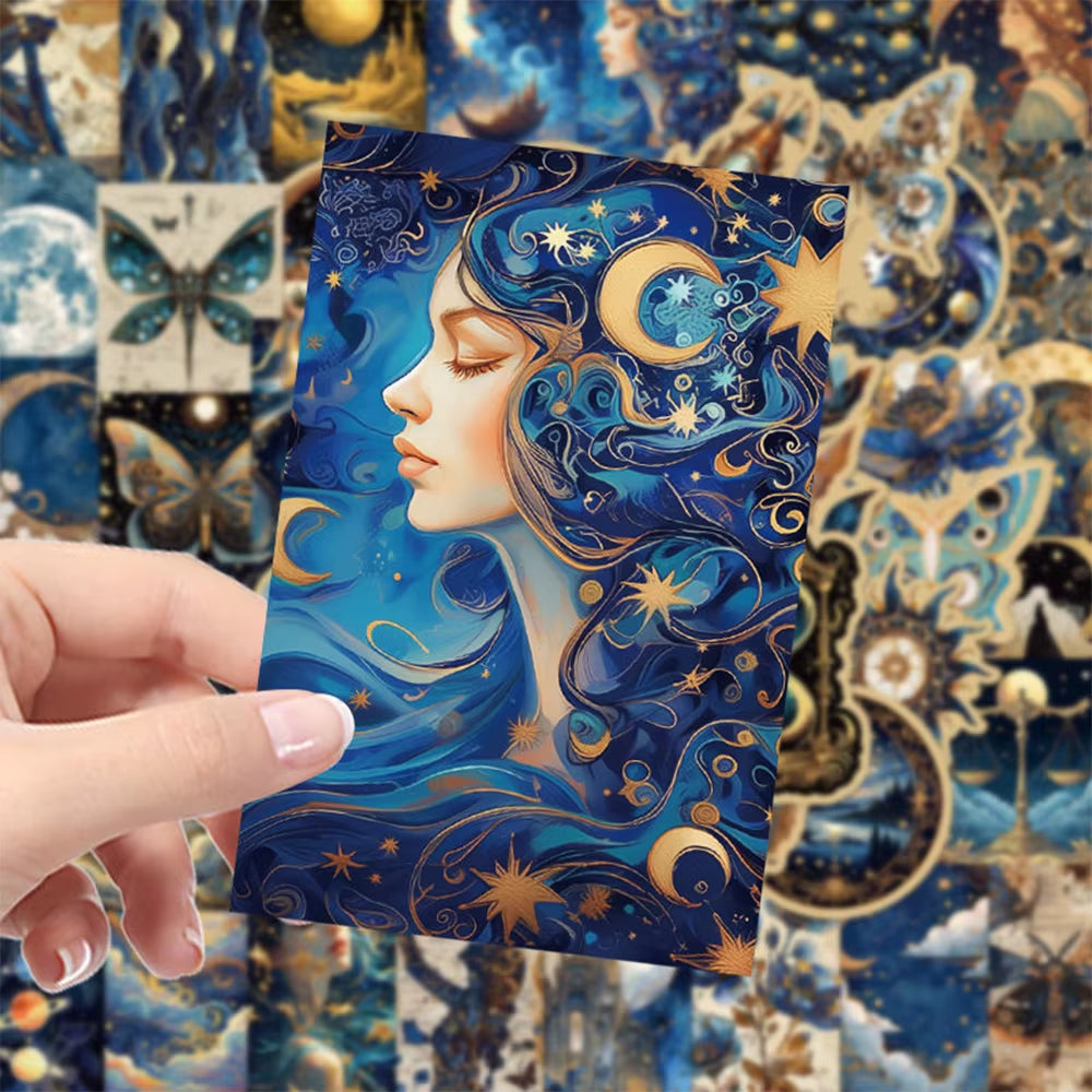 50Pcs Retro Astronomy Universe Planets Stickers Galaxy Moon Astrology Aesthetic Decals Sticker for Suitcase Phone Notebook