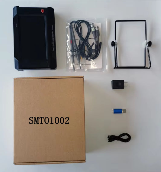 100MHZ Digital Oscilloscope 2 Channel Handheld Touch Panel Oscilloscope Signal Generator English, Russian, Portuguese, Spanish