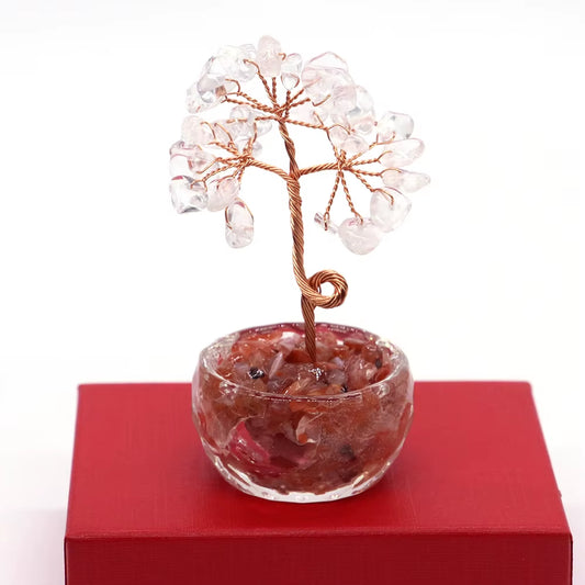 7 Chakras Tree of Life Decoration Rose Natural Chip Crystal Handmade Healing Luck Money Trees Feng Shui Home Office Ornament