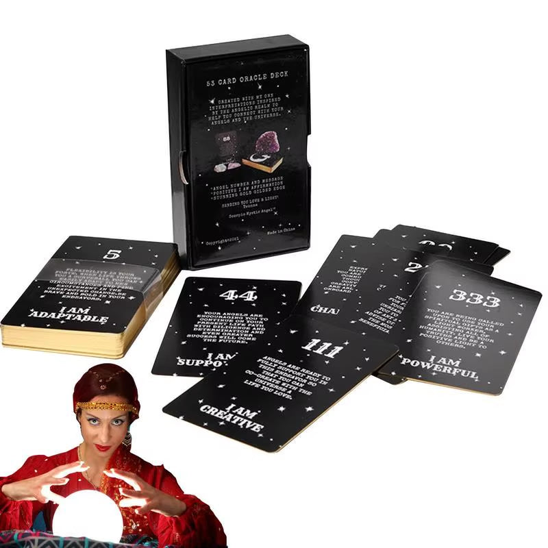 44Pcs Tarot Cards Angel Number Messages Oracle Deck Divination Family Party Board Game for Beginners and Professional Player